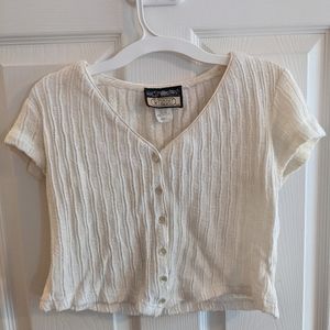 White knitted button-up crop top VINTAGE
